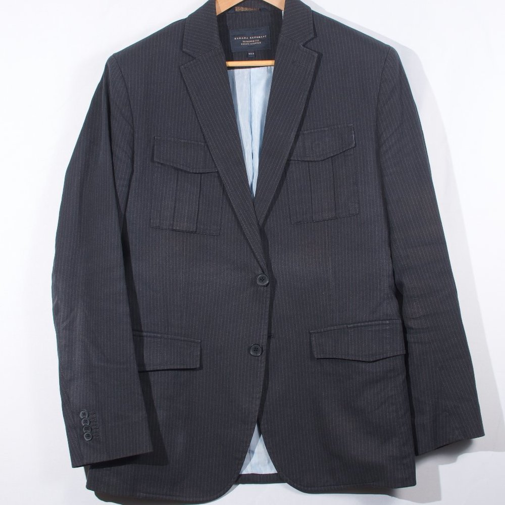 Banana Republic Men's Jacket 40R Navy Pinstripe Cotton